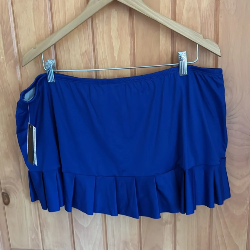 NWT 24th & Ocean Plus Size‎ Solid Blue Mid Waist Pleated Skirt Bottoms 20W